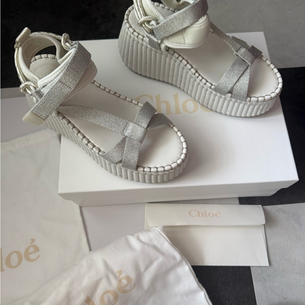 Chloe Silver Western Platform Sandals - Picture 2 of 11